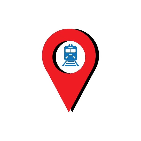 Treinstation Kaart Pin Pictogram Het Symbool Van Kaart Van Het — Stockvector