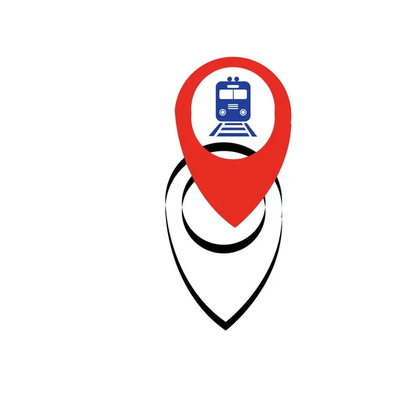 Значок Карте Железнодорожного Вокзала Карта Железнодорожной Станции Плоский Дизайн Склад — стоковый вектор