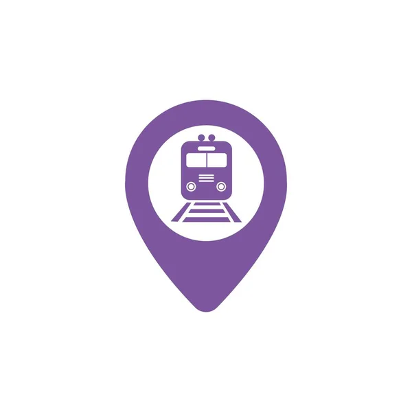 Treinstation Kaart Pin Pictogram Het Symbool Van Kaart Van Het — Stockvector