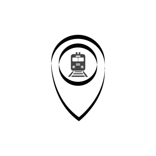 Treinstation Kaart Pin Pictogram Het Symbool Van Kaart Van Het — Stockvector