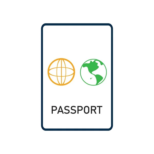 Passaporte Icon Vector Logo Templat — Vetor de Stock