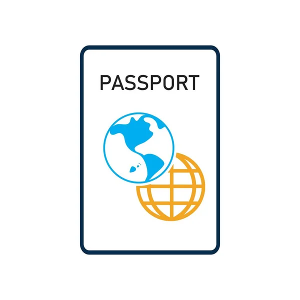 Passaporte Icon Vector Logo Templat — Vetor de Stock