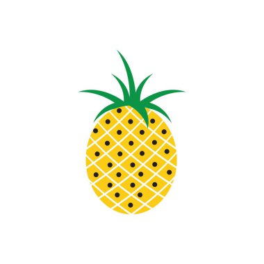 Ananas Tropikal Meyve Vektörü İllüstrasyonu