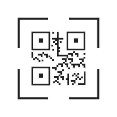 QR Kod Simgesi - Tanımlama Elementleri Resimleri, Vektör İmzalama ve Moda Sembolü.