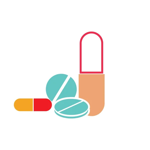 Pilules Médicales Icône Vecteur Logo Illustration Modèle Conception — Image vectorielle