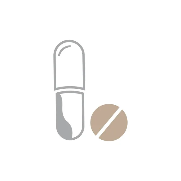 Pillole Mediche Icona Vettoriale Logo Illustrazione Disegno Modello — Vettoriale Stock