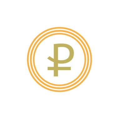 Para birimi düz simge simgeleri madeni para: Rus Ruble Rub vektör çizimi