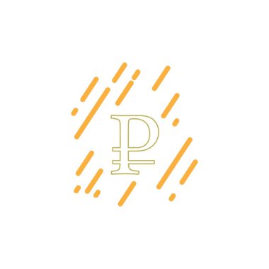 Para birimi düz simge simgeleri madeni para: Rus Ruble Rub vektör çizimi