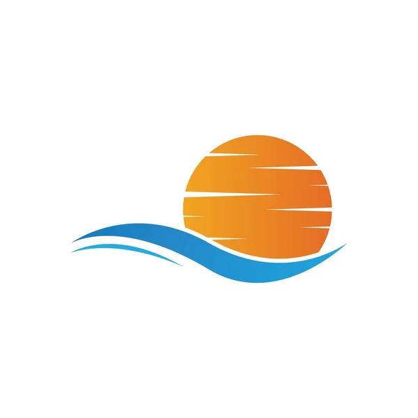 Mar Ola Agua Sol Icono Vector Ilustración Diseño Logo Vector — Vector de stock