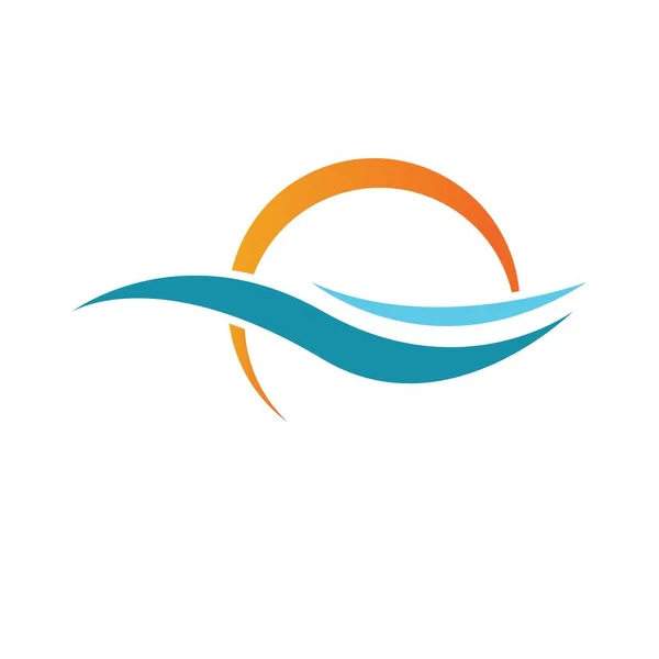 Море Водна Хвиля Значок Сонця Векторні Ілюстрації Дизайн Логотип Вектор — стоковий вектор