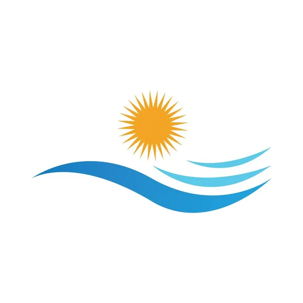 Mar Onda Água Sol Ícone Vetor Ilustração Design Logotipo Vector — Vetor de Stock