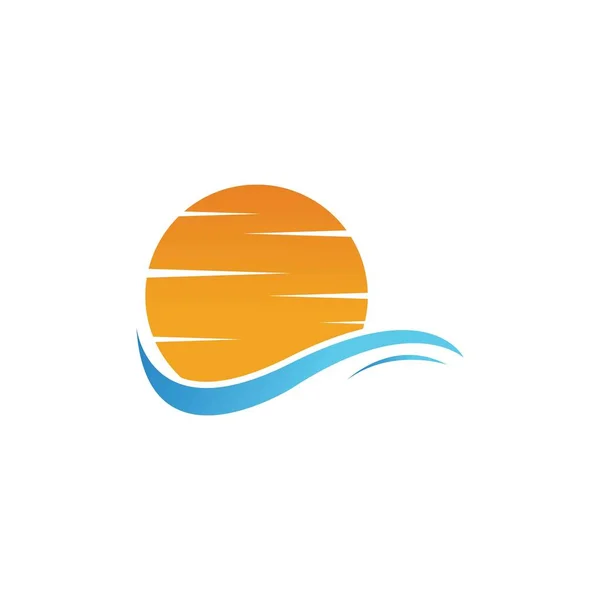 Moře Vodní Vlna Slunce Ikona Vektor Ilustrační Design Logo Vektor — Stockový vektor