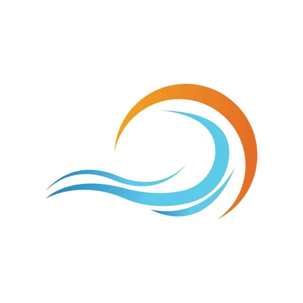 Meer Wasser Welle Und Sonne Symbol Vektor Illustration Design Logo — Stockvektor