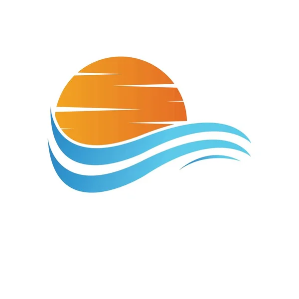 Meer Wasser Welle Und Sonne Symbol Vektor Illustration Design Logo — Stockvektor