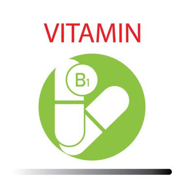 B1 vitamini. Tiamin 'in sağlık sembolü. Doğal kimyasal b1 vitamini