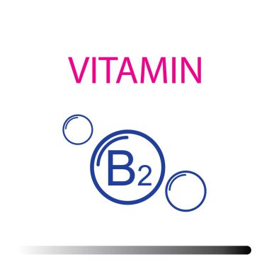 Beslenme işareti kavramı vektör. B2 vitamini gücü. Kimyasal formülü