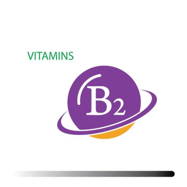 Beslenme işareti kavramı vektör. B2 vitamini gücü. Kimyasal formülü