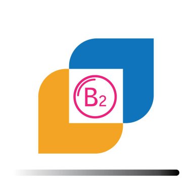 Beslenme işareti kavramı vektör. B2 vitamini gücü. Kimyasal formülü