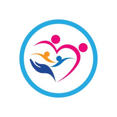 Modern aile bakımı aşk logosu ve semboller tasarımı