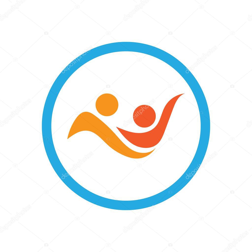 Modern family care love logo and symbols illustration design