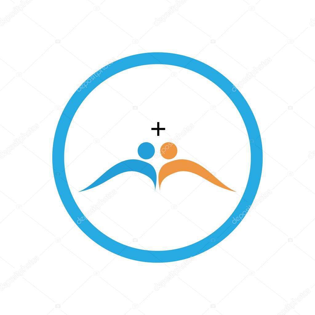Modern family care love logo and symbols illustration design