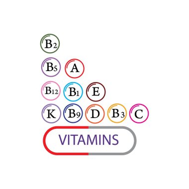Mineral vitamin destek ikonları. Multivitamin karmaşık düz vektör simgesi seti,