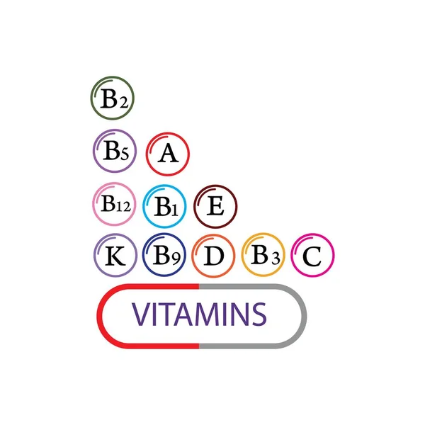 Vitamine Minérale Multi Suppléments Icônes Ensemble Icônes Vectorielles Plates Complexes — Image vectorielle