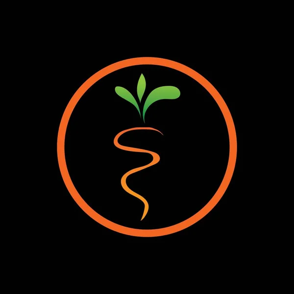 ニンジンのロゴと健康的な野菜のアイコンベクトルイラスト黒の背景に最高のロゴデザイン — ストックベクタ