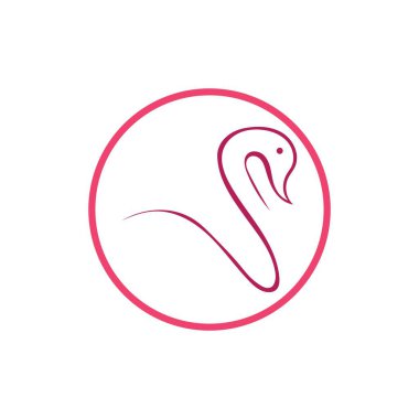 Flamingo 'nun Vektör İllüstrasyonu. Flamingo logosu. Flamingo illüstrasyon fikri logo, sembol, amblem. Pembe flamingo döngü logo vektörü
