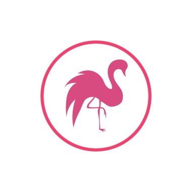 Flamingo 'nun Vektör İllüstrasyonu. Flamingo logosu. Flamingo illüstrasyon fikri logo, sembol, amblem. Pembe flamingo döngü logo vektörü