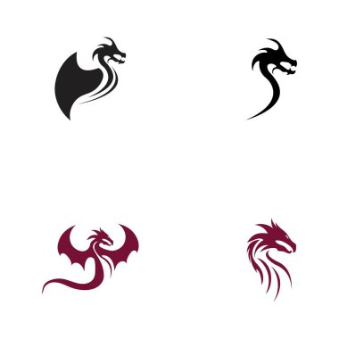 Dragon vektör resimleme logo şablonu seti