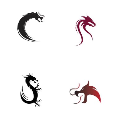 Dragon vektör resimleme logo şablonu seti