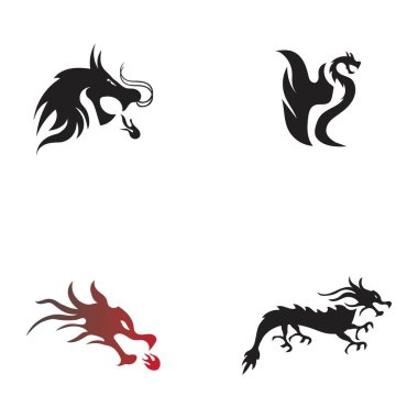 Dragon vektör resimleme logo şablonu seti