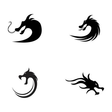 Dragon vektör resimleme logo şablonu seti