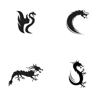 Dragon vektör resimleme logo şablonu seti