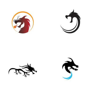 Dragon vektör resimleme logo şablonu seti