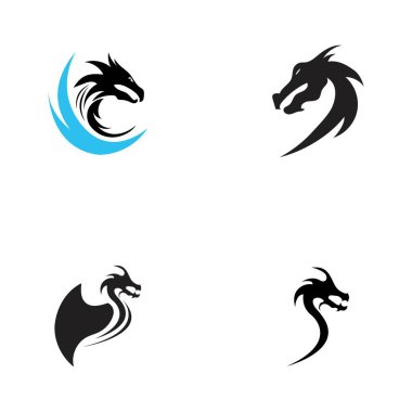 Dragon vektör resimleme logo şablonu seti