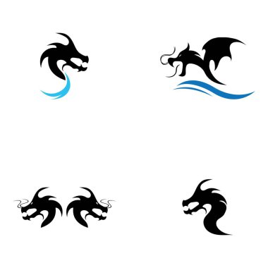 Dragon vektör resimleme logo şablonu seti
