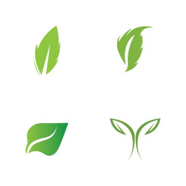 Yeşil yaprak ekoloji doğa element vektörünün logolarını ayarla