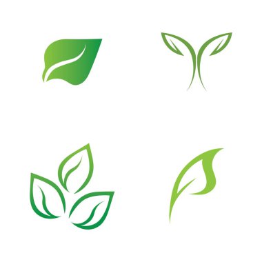 Yeşil yaprak ekoloji doğa element vektörünün logolarını ayarla