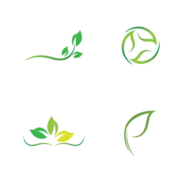 Zestaw Logo Zielony Liść Ekologia Natura Element Wektor — Wektor stockowy