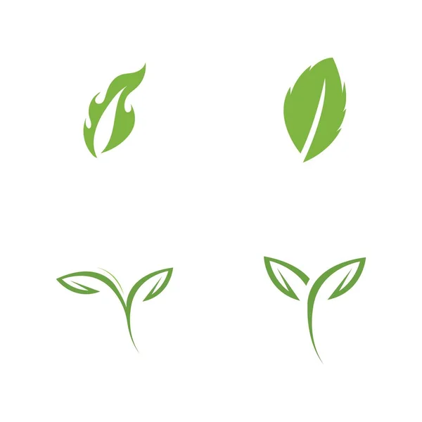 Set Logo Van Groene Blad Ecologie Natuur Element Vector — Stockvector