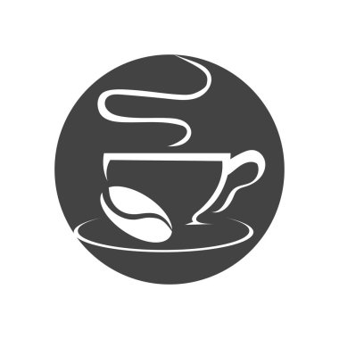 Siyah kahve fincanı logo vektör tasarımı şablonu