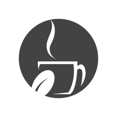 Siyah kahve fincanı logo vektör tasarımı şablonu