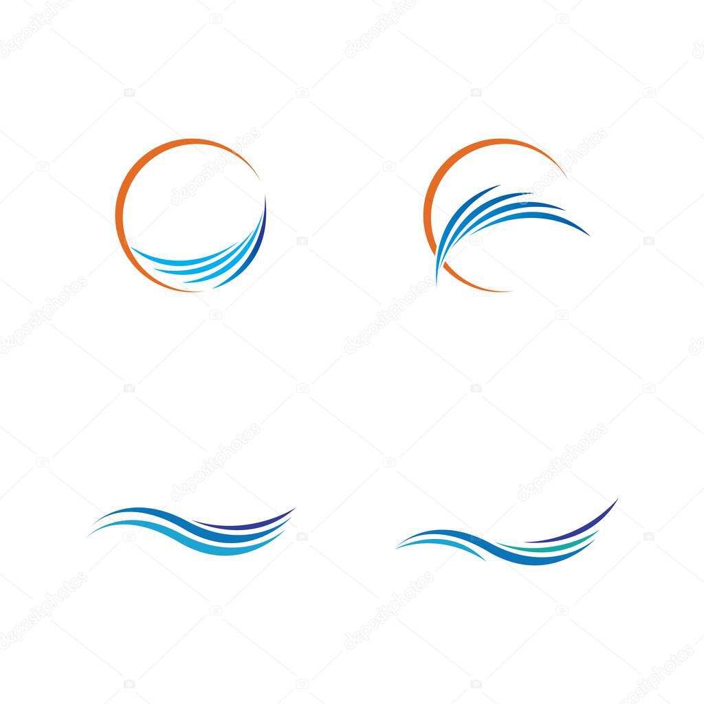 water wave logo illustration design template