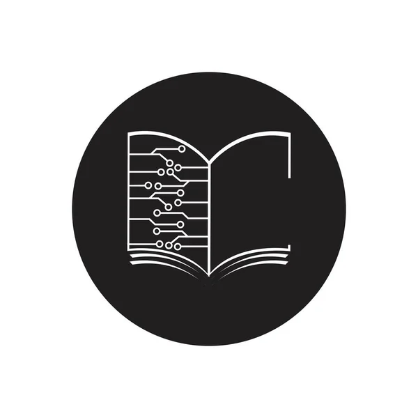 Digital Book Logo Technology Vector Icon Design — Stock Vector