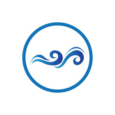 Okyanus Dalgası Su Logosu Vektör Çizim Şablonu 