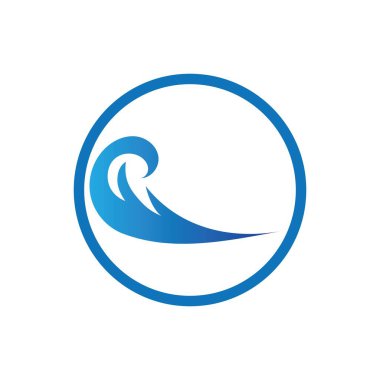 Okyanus Dalgası Su Logosu Vektör Çizim Şablonu 