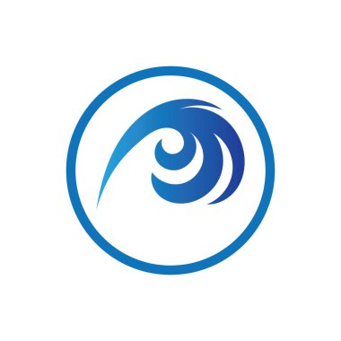 Okyanus Dalgası Su Logosu Vektör Çizim Şablonu 