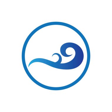 Okyanus Dalgası Su Logosu Vektör Çizim Şablonu 